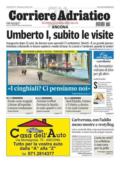 Prima-pagina-corriere adriatico-edizione-di-oggi-02-03-2025